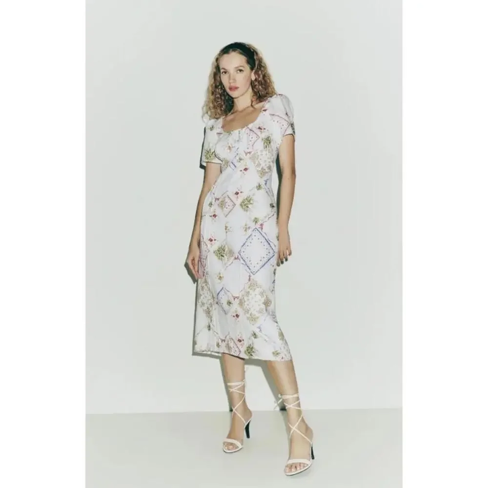 Reformation Pierce Linen Dress Sz 8 Midi 100% Linen $228 - Picture 4 of 5